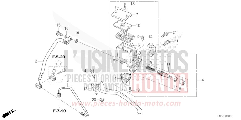 REAR BRAKE MASTER CYLINDER for Forza 350 MAT CYNOS GRAY METALLIC (NH312) from 2021